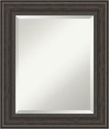 Amanti Art Brown Wall Mirror 26x22 Shipwreck Greywash Rectangle Bathroom Mirror for Wall Decor Living Room, Small Traditional Frame, Hangs Horizonally and Vertically, Bathroom Decor, Beveled Edge