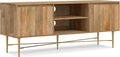 SIMPLIHOME Fallon SOLID MANGO WOOD 60 inch Wide Contemporary TV Media Stand in Natural For TVs up to 65 inches for the Living Room and Entertainment Center