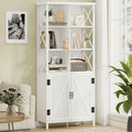 FATORRI Tall Bookshelf and Bookcase, Industrial Bookshelf with Doors, Bookcase with Storage, Cube Storage Organizer Bookshelves, Wood Book Shelf for Living Room, Home Office (White Oak, 67 Inch)