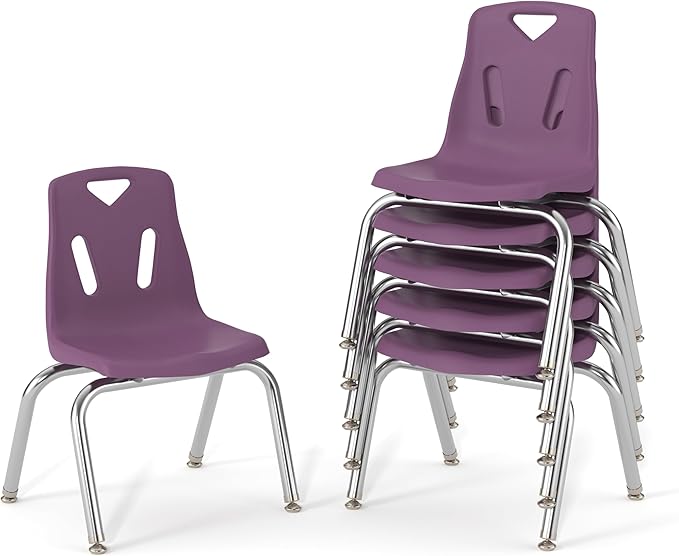 Berries Jonti-Craft 8142JC6004 Stacking Chairs with Chrome-Plated Legs, 12" Height, Purple, Pack of 6