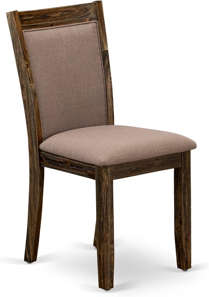 East West Furniture V727MZ748-7 7 Piece Dining Table Set Consist of a Rectangle Dining Room Table with V-Legs and 6 Coffee Linen Fabric Parsons Chairs, 40x72 Inch, Multi-Color