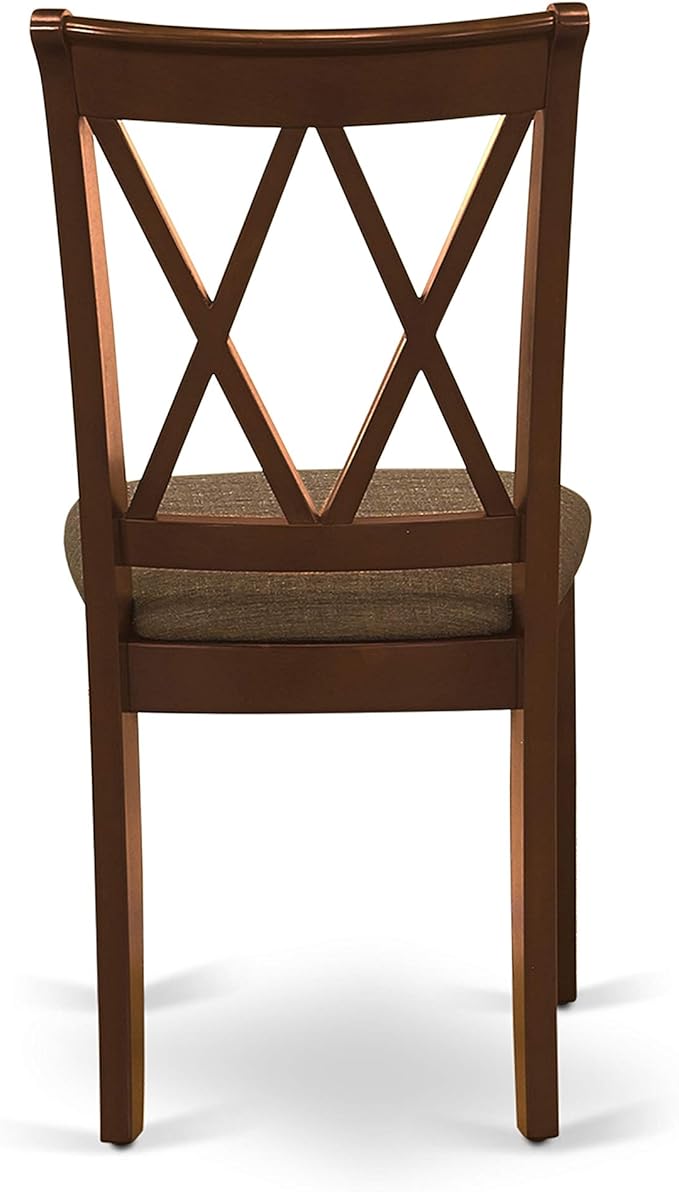 East West Furniture DUCL6-MAH-C 6 Piece Kitchen Table & Chairs Set Contains a Rectangle Dining Room Table and 4 Linen Fabric Dining Chairs with a Bench, 36x60 Inch, Mahogany