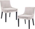 COLAMY Modern Dining Chairs Set of 2, Upholstered Corduroy Accent Side Leisure Chairs with Mid Back and Wood Legs for Living Room/Dining Room-Beige