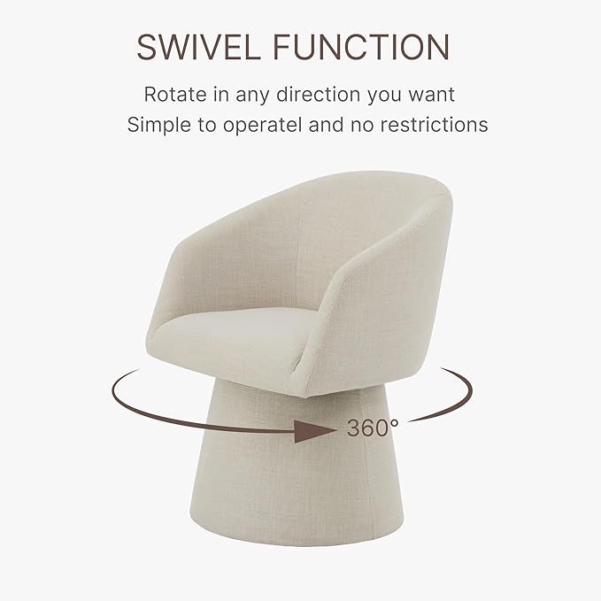 Swivel Dining Chairs Modern Accent Armchair Side Deskchair for Diningroom Vanity Bedroom Livingroom Reading Room,Linen,4 Box