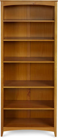 Camaflexi Shaker Style 6 Shelf Bookcase / Solid Wood / 72 inch Tall / Adjustable Shelving / Closed Back / Display Bookshelf for Living Room, Bedroom, Home and Office, Cherry