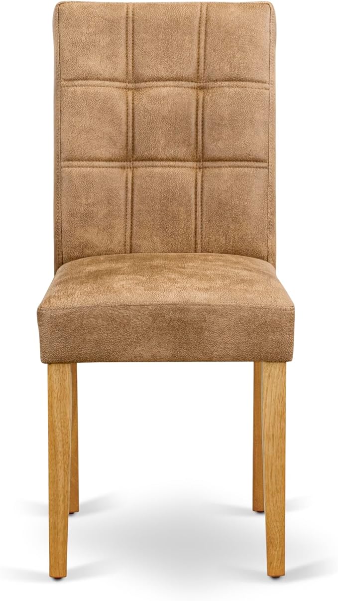 East West Furniture VAAS5-OAK-28 5 Piece Mid Century Modern Dining Set Consists A Dinner Table and 4 Brown Textured Polyester Fabric Upholstered Chairs, Oak