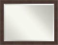 Amanti Art Brown Wall Mirror 35x45 Wildwood Brown Rectangle Bathroom Mirror for Wall Decor Living Room, X-Large Rustic Farmhouse Frame, Hangs Horizonally and Vertically, Bathroom Decor, Beveled Edge