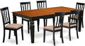 East West Furniture LGAN7-BCH-C 7 Piece Dining Table Set Consist of a Rectangle Wooden Table with Butterfly Leaf and 6 Linen Fabric Dining Room Chairs, 42x84 Inch, Black & Cherry