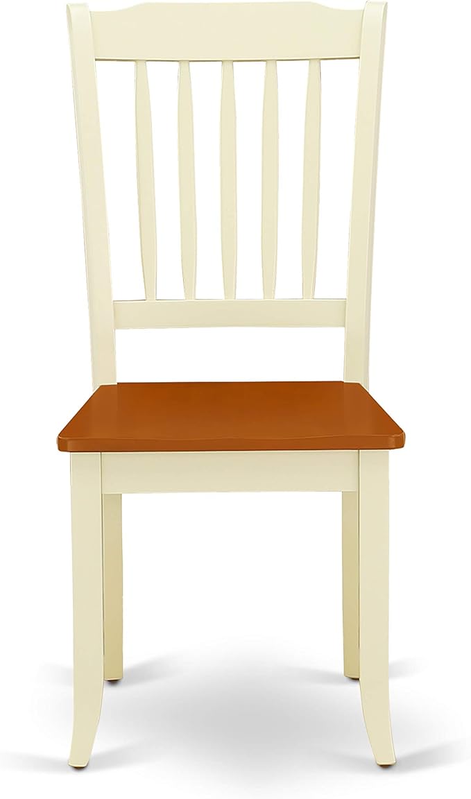 East West Furniture DODA7-BMK-W 7 Piece Dining Table Set Consist of a Rectangle Dinner Table with Butterfly Leaf and 6 Dining Room Chairs, 42x78 Inch, Buttermilk & Cherry