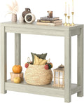 Small Farmhouse Wood Entryway Table Narrow Console Table with Storage Behind Couch Sofa Table with Shelves Entry Way Table with Open Storage, Easy Assembly, 32" Classical Washed Oak
