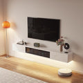 High Gloss Floating TV Stand,78'' Wall Mounted TV Console,Under TV Floating Shelf,Floating TV Cabinet with 3 Doors for Bedroom Living Room,White