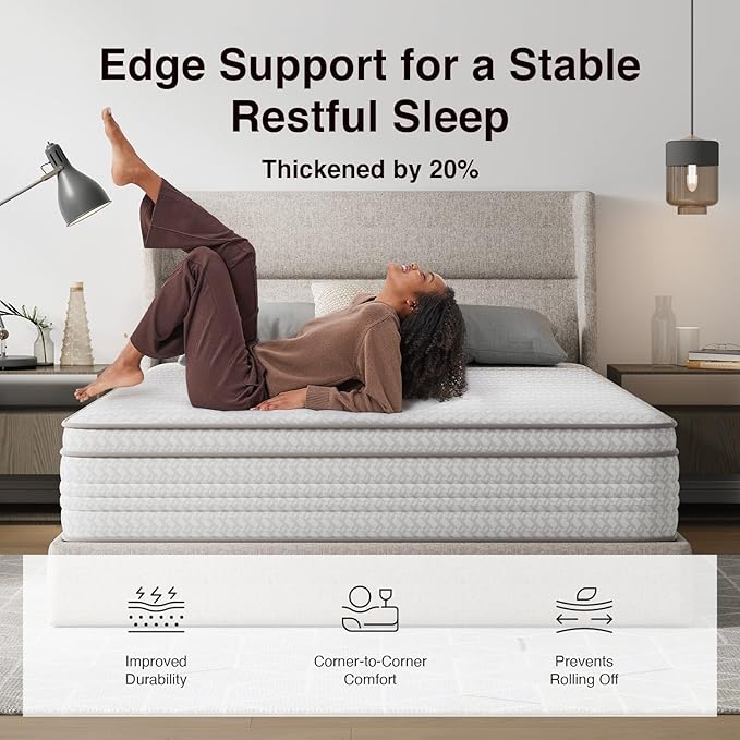 Novilla Twin Mattress, 10 Inch Twin Size Mattresses in a Box with Smarts™ Pocket Coil for Pressure Relief, Medium Firm Foam and Spring Hybrid Colchones with CertiPUR-US Certified for Kids
