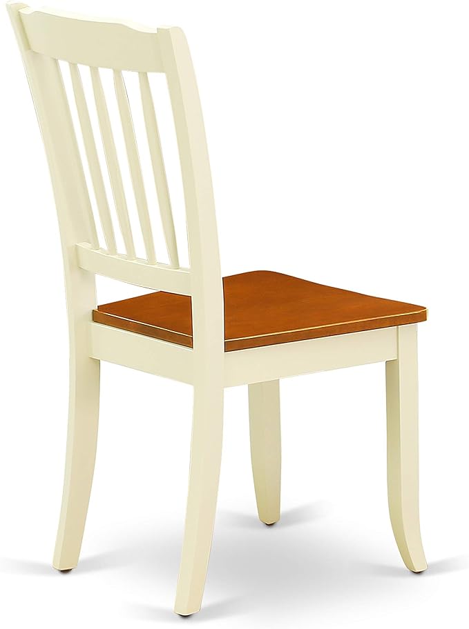 East West Furniture DODA5-BMK-W 5 Piece Dining Set Includes a Rectangle Dining Room Table with Butterfly Leaf and 4 Wood Seat Chairs, 42x78 Inch, Buttermilk & Cherry