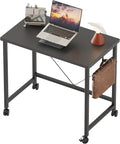 Rolling Computer Desk with Wheels, Gaming Desk for Small Spaces, Modern Simple Style Table for Home Office, Study Writing Table (Caster, Black, 24 inch)