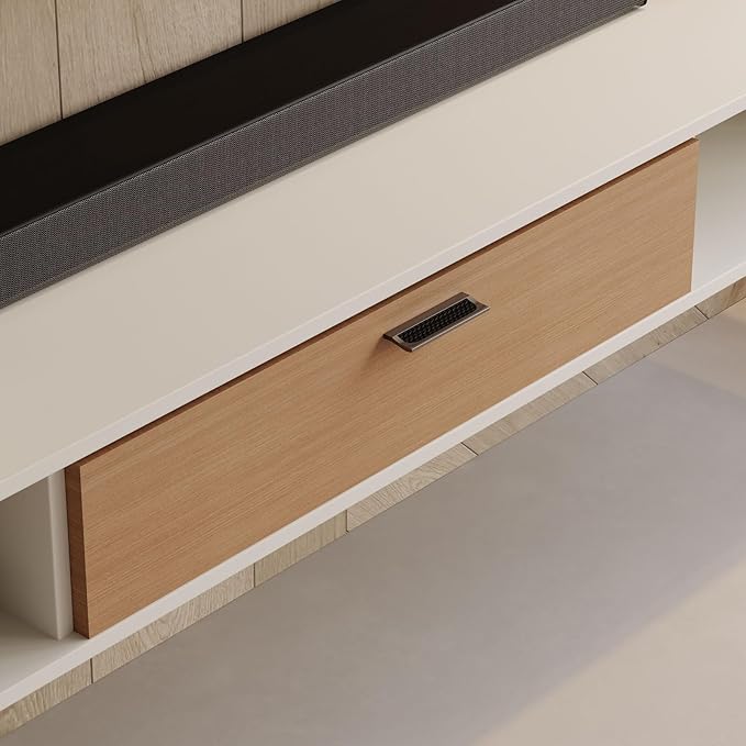 55'' Floating TV Stand,Wall Mounted TV Console,Floating TV Cabinet,Under TV Shelf for Bedroom Living Room(White)