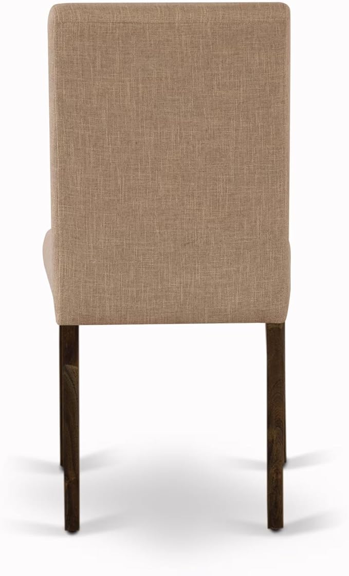 East West Furniture V797AB747-9 9 Piece Dining Table Set Includes a Rectangle Kitchen Table with V-Legs and 8 Light Sable Linen Fabric Upholstered Chairs, 40x72 Inch, Multi-Color