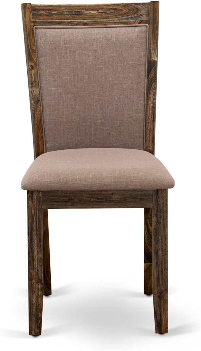 East West Furniture V797MZ748-6 6 Piece Modern Dining Table Set Contains a Rectangle Wooden Table with V-Legs and 4 Coffee Linen Fabric Parson Chairs with a Bench, 40x72 Inch, Multi-Color