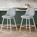 VASAGLE Bar Stools Set of 2, Counter Height Bar Stools with Back, Ergonomic Backrest, Synthetic Leather, Metal Legs, 24.4-Inch Tall Barstools for Kitchen Island Home Bar, Easy Assembly, Dove Gray