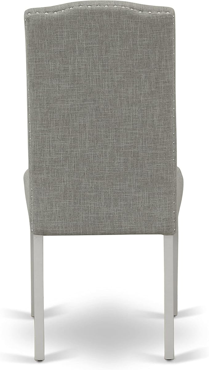 East West Furniture X027EN206-9 9 Piece Dining Table Set Includes a Rectangle Dining Room Table with X-Legs and 8 Dark Shitake Linen Fabric Upholstered Chairs, 40x72 Inch, Multi-Color