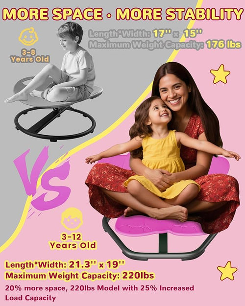 21" L × 19" W Spinning Chair for Autistic Kids, Sensory Toys for Kids with Autism, Sit and Spin, Toddlers & ADHD Children, Sensory Products Swivel Chair, Pink