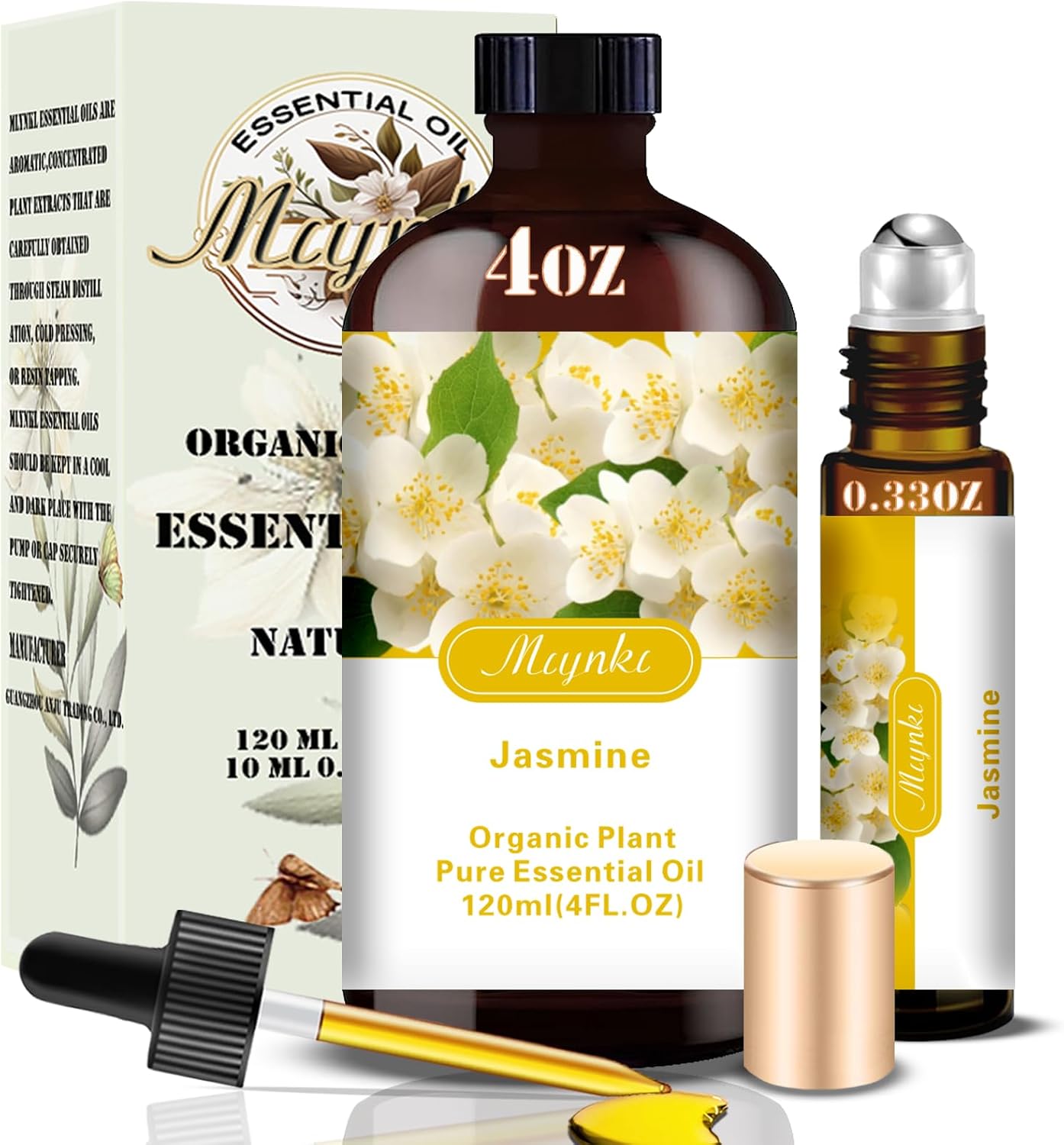 Jasmine Essential Oil-Jasmine Fragrance Oil 4.33oz (130ml)-100% Pure Natural Scent for Diffusers, Candles, Soap Making & Aromatherapy-Relaxing Home & Gift Essential Oil for Bath, Massage