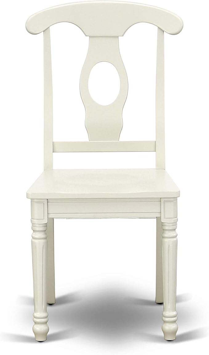 East West Furniture VAKE5-LWH-W 5 Piece Kitchen Table Set for 4 Includes an Oval Dining Room Table with Butterfly Leaf and 4 Solid Wood Seat Chairs, 40x76 Inch, Linen White