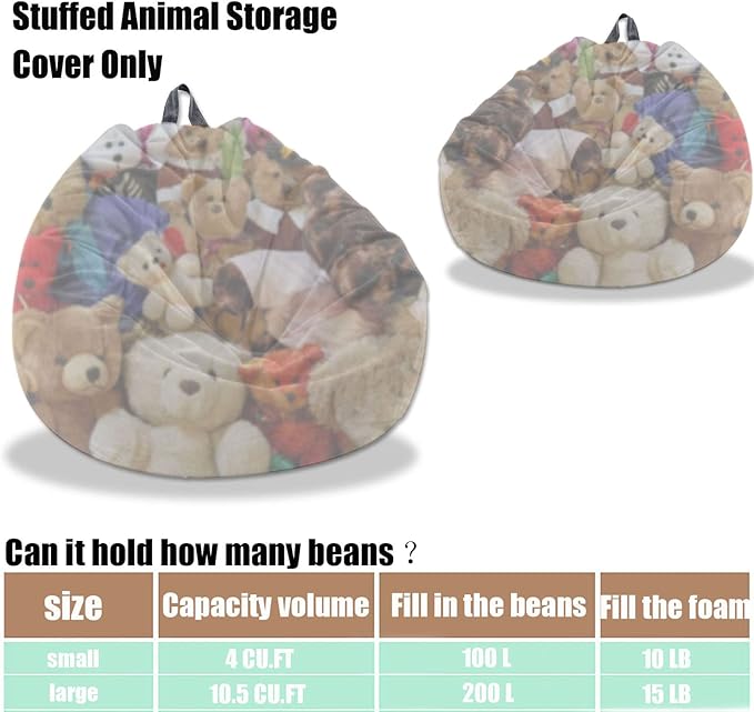 Stuffed Animal Storage Bean Bag Cover Pets Dogs/Cats Lazy Beds. Washable Ultra Soft Corduroy Stuffed for Organizing Plush Toys or Textile, Sack Bean Bag