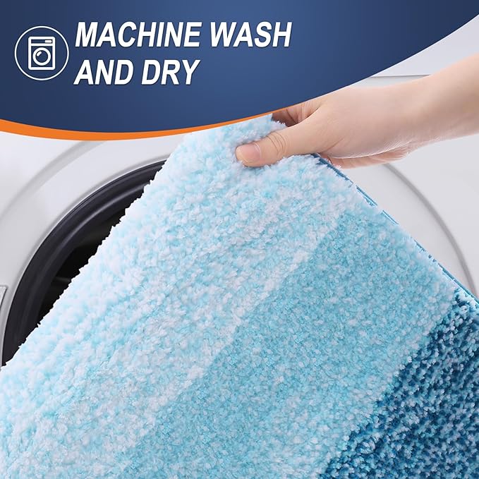OLANLY Bathroom Runner Rugs 54x24, Extra Soft Absorbent Microfiber Bath Rugs, Rubber Backing, Quick Dry, Washable Bath Mats for Bathroom Floor, Tub and Shower, Home Decor Accessories, Peacock Blue
