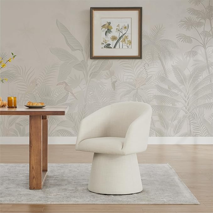 Swivel Dining Chairs Modern Accent Armchair Side Deskchair for Diningroom Vanity Bedroom Livingroom Reading Room,Linen,4 Box