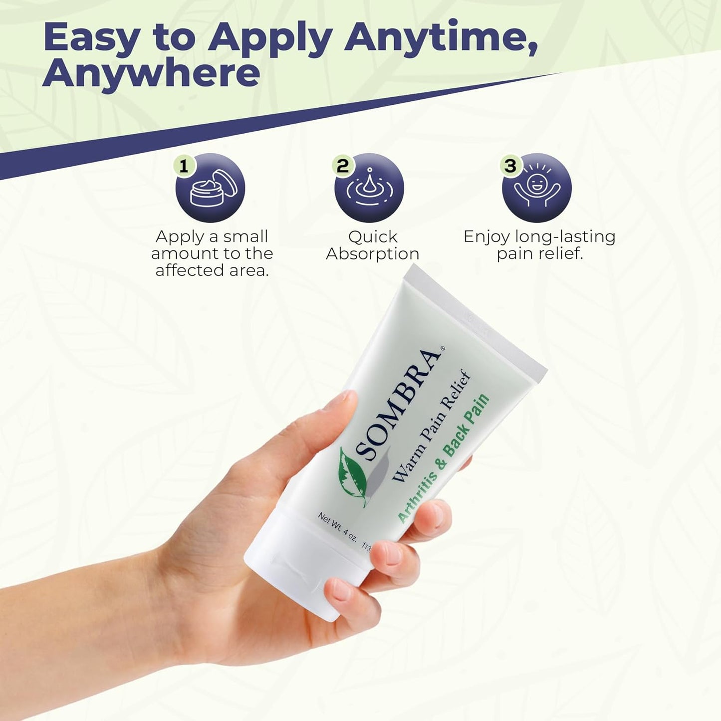 Sombra Warm Pain Relief Gel, Warm Relief for Arthritis and Chronic Pain Pre-Workout Muscle Rub Vegan Formula Free of Artificial Fragrances, Dyes, NSAIDs, Wax, Petroleum, Alcohol - 4oz Tube