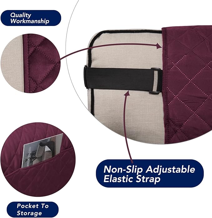 PureFit Reversible Sofa Couch Cover Water Resistant Couch Covers for 3 Cushion, Washable Furniture Cover with Non-Slip Foam and Adjustable Strap for Dogs, Pets (Oversized Sofa, Wine/Beige)