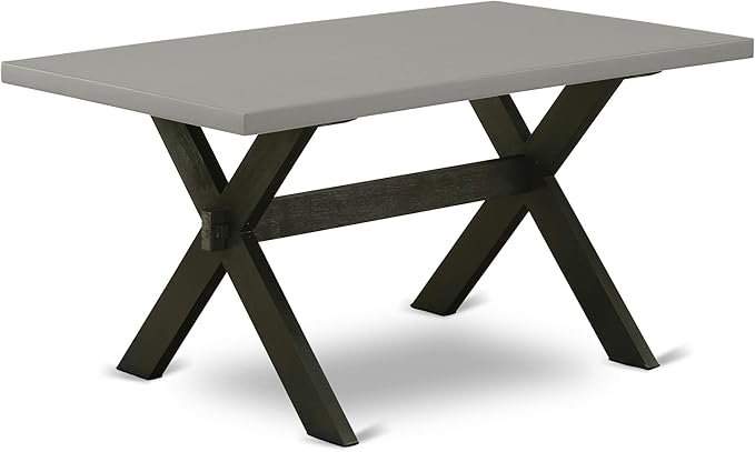 East West Furniture X696AB106-6 6 Piece Dining Room Set Contains a Rectangle Dining Table with X-Legs and 4 Shitake Linen Fabric Parson Chairs with a Bench, 36x60 Inch, Multi-Color
