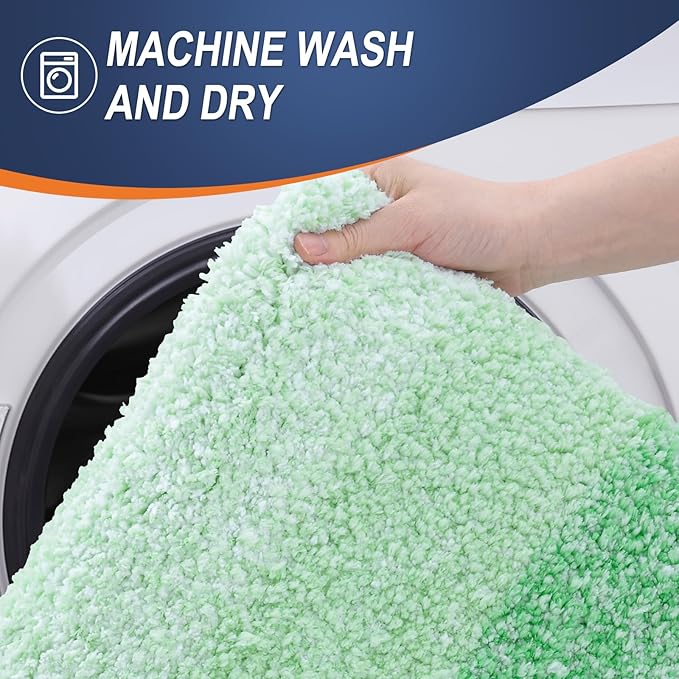 OLANLY Bathroom Runner Rugs 47x17, Extra Soft Absorbent Microfiber Bath Rugs, Rubber Backing, Quick Dry, Machine Washable Bath Mats for Bathroom Floor, Tub and Shower, Home Decor Accessories, Green