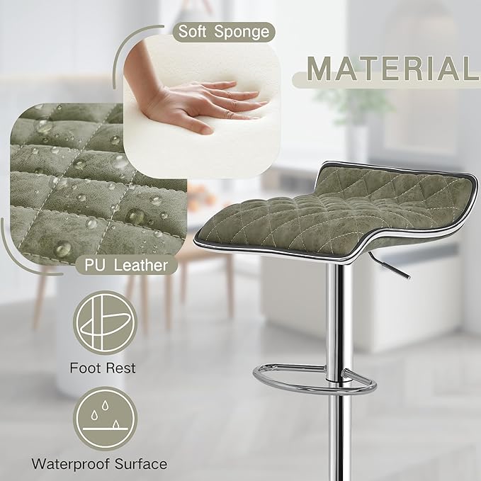 VECELO Bar Stools Set of 4, Adjustable Bar Stools, Bar Height Stools for Kitchen Counter