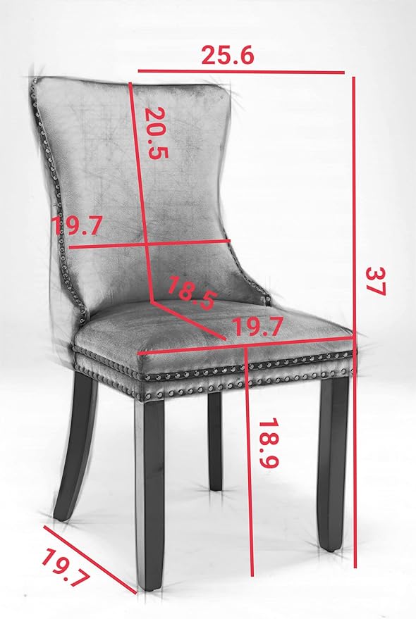 PacknWood Acosure Set of 2 Velvet Upholstered Wing-Back Dining Chair with Backstitching Nailhead Trim,Exquisite Furniture Stool W/Wood Legs,for Kitchen,Sitting Room,Beige