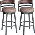 Armen Living Madrid 30" Seat Height Swivel Modern Bandero Tobacco Modern Faux Leather and Mineral Finish Bar Stool for Kitchen Island Counter, Set of 2