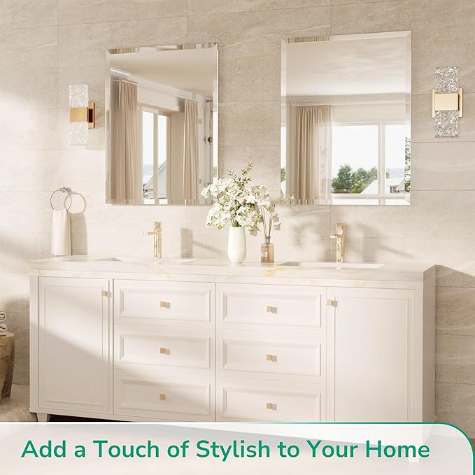 TokeShimi 22x30 Bathroom Vanity Mirror Beveled Rectangle, Frameless Mirror Bathroom with 1" Beveled Edge, Shatterproof Modern Decorative Wall Mirrored for Living Room, Entryway, Bedroom