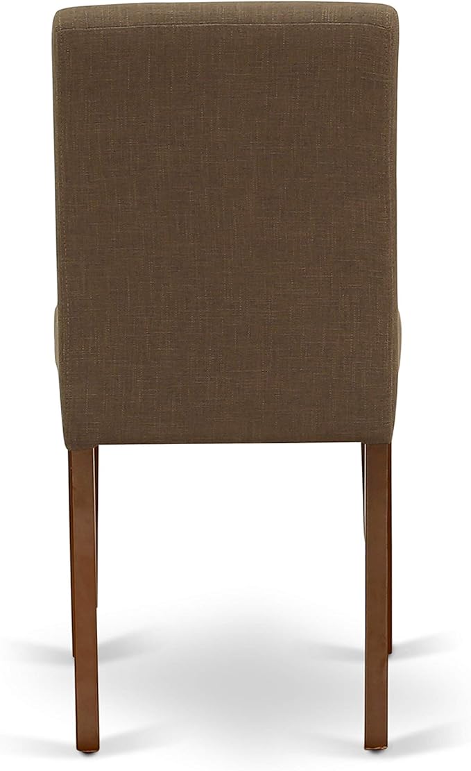 East West Furniture DUAB7-MAH-18 7 Piece Dining Room Table Set Consist of a Rectangle Kitchen Table and 6 Coffee Linen Fabric Parson Dining Chairs, 36x60 Inch, Mahogany