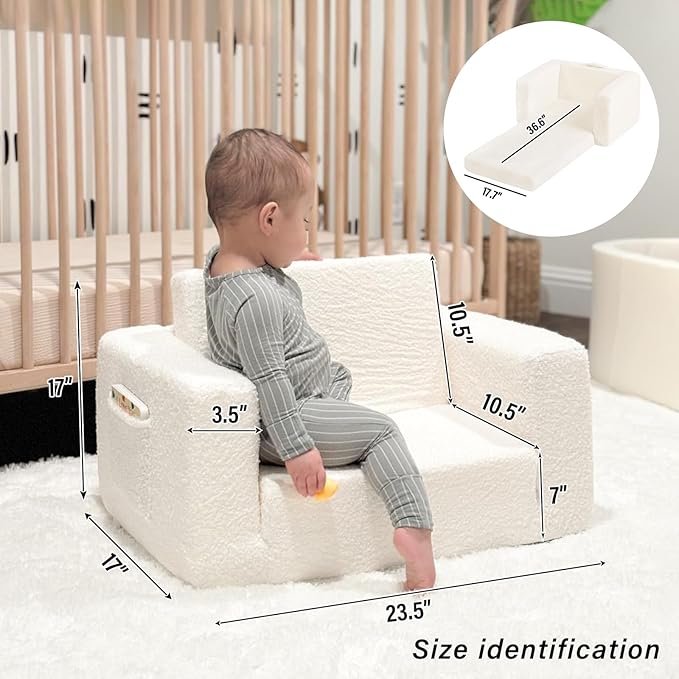 Tiita Kids Sofa Couch, Convertible Children Couch to Lounger, Toddler Comfy Sofa with Cute Graffiti Pattern Design for Girls and Boys, Graffiti