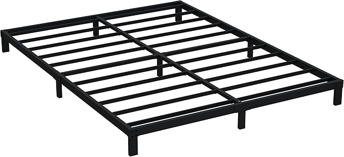 EMODA 6 Inch King Bed Frame No Box Spring Needed, Heavy Duty Metal Platform with Steel Slats, Noise Free, Easy Assembly, Black
