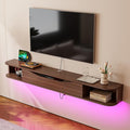 Floating TV Stand,47'' Wall Mounted TV Cabinet,Floating TV Console,Under TV Shelf with 1 Door and 2 Cabinets for TVs up to 55''(Walnut)
