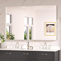 Keonjinn 55 x 36 Brushed Nickel Bathroom Mirrors for Over Sink, Large Rounded Rectangle Bathroom Vanity Mirror, Modern Decorative Silver Mirror, HD Tempered Glass Wall Mirror(Horizontal/Vertical)