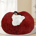 BCU 7FT Big Bean Bag for Adults Kids Without Filling Oversized Bean Bag Chair Cover for Stuffed Animal Storage, Burgundy Red