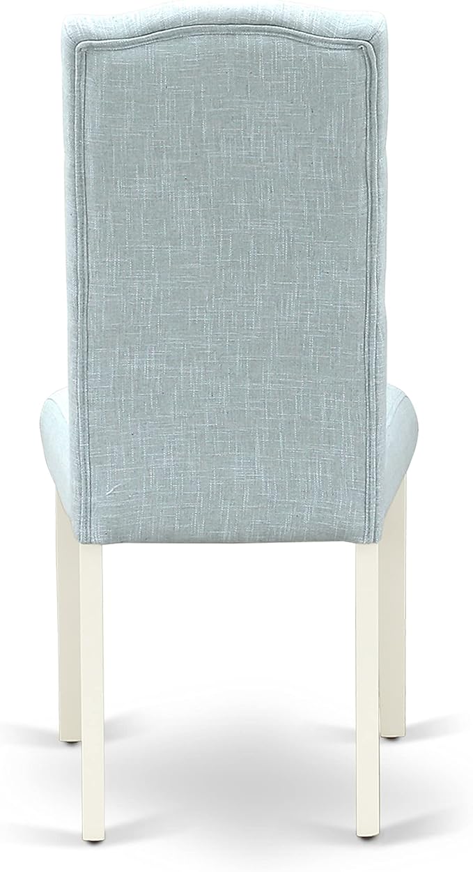 East West Furniture X097CE215-6 6 Piece Dining Room Table Set Contains a Rectangle Kitchen Table with X-Legs and 4 Baby Blue Linen Fabric Parson Chairs with a Bench, 40x72 Inch, Multi-Color