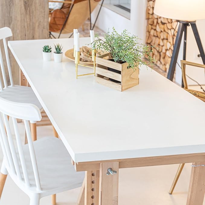 Kaboon 48"x26" Universal Table Top, Solid One-Piece Desktop, Reversible Melamine Countertop, Double Desks, L-Desk DIY, White