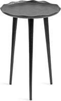 Kate and Laurel Alessia Modern Round Metal Side Table; 15 x 15 x 22; Black; Decorative Cast Aluminum End Table with Deckled Edge for Bedroom Nightstand or Living Room Accent