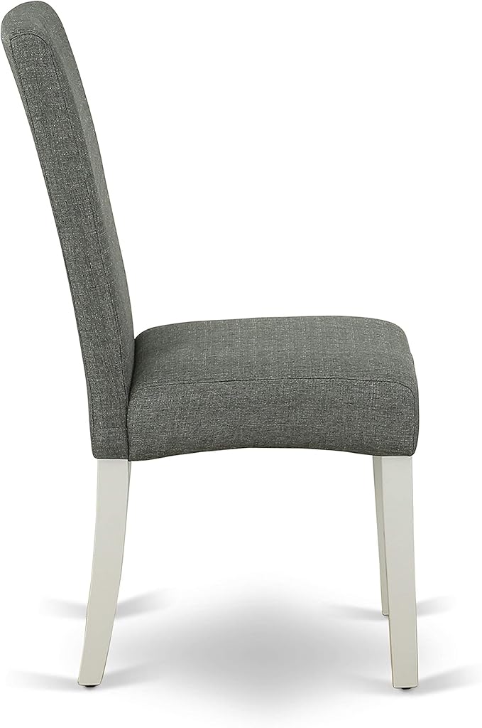 East West Furniture LGDR9-LWH-07 9 Piece Dining Room Set Includes a Rectangle Kitchen Table with Butterfly Leaf and 8 Gray Linen Fabric Parsons Dining Chairs, 42x84 Inch, Linen White