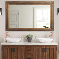 YOSHOOT Hand-Made Wooden Spliced Wall Mirror for Bathroom, Rustic Farmhouse Vanity Mirror, Décor Wall Art, Solid Wood Frame, Vertical or Horizontal Hanging, 72" x 36", Brown
