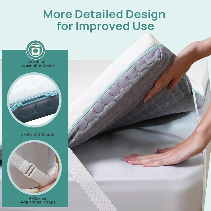 3 Inch Firm Mattress Topper King Size, Memory Foam Bed Topper with Soft & Firm Options for Back Pain Relief, Mattress Topper with 2-Sided Cover, Ergonomic 5-Zone Design, CertiPUR Certified