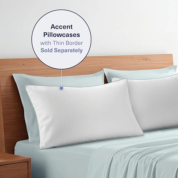 Kickoff Viscose Bamboo Sheets Queen Size 4-pc 100% Organic Bamboo Viscose Bed Cooling Sheets Queen Size Set Cool Bedding for hot Sleepers Sheet, Flat, Fitted, Pillowcases (Coastal Blue, Q)